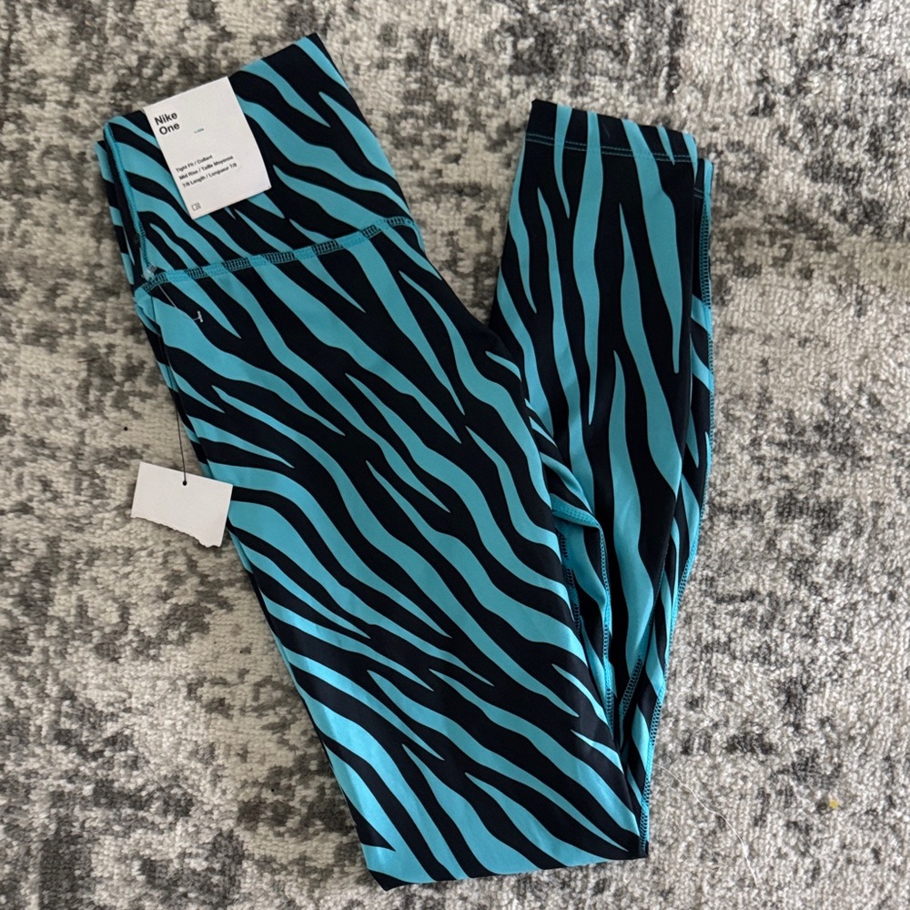 Nike One Teal and Black Zebra Print Leggings